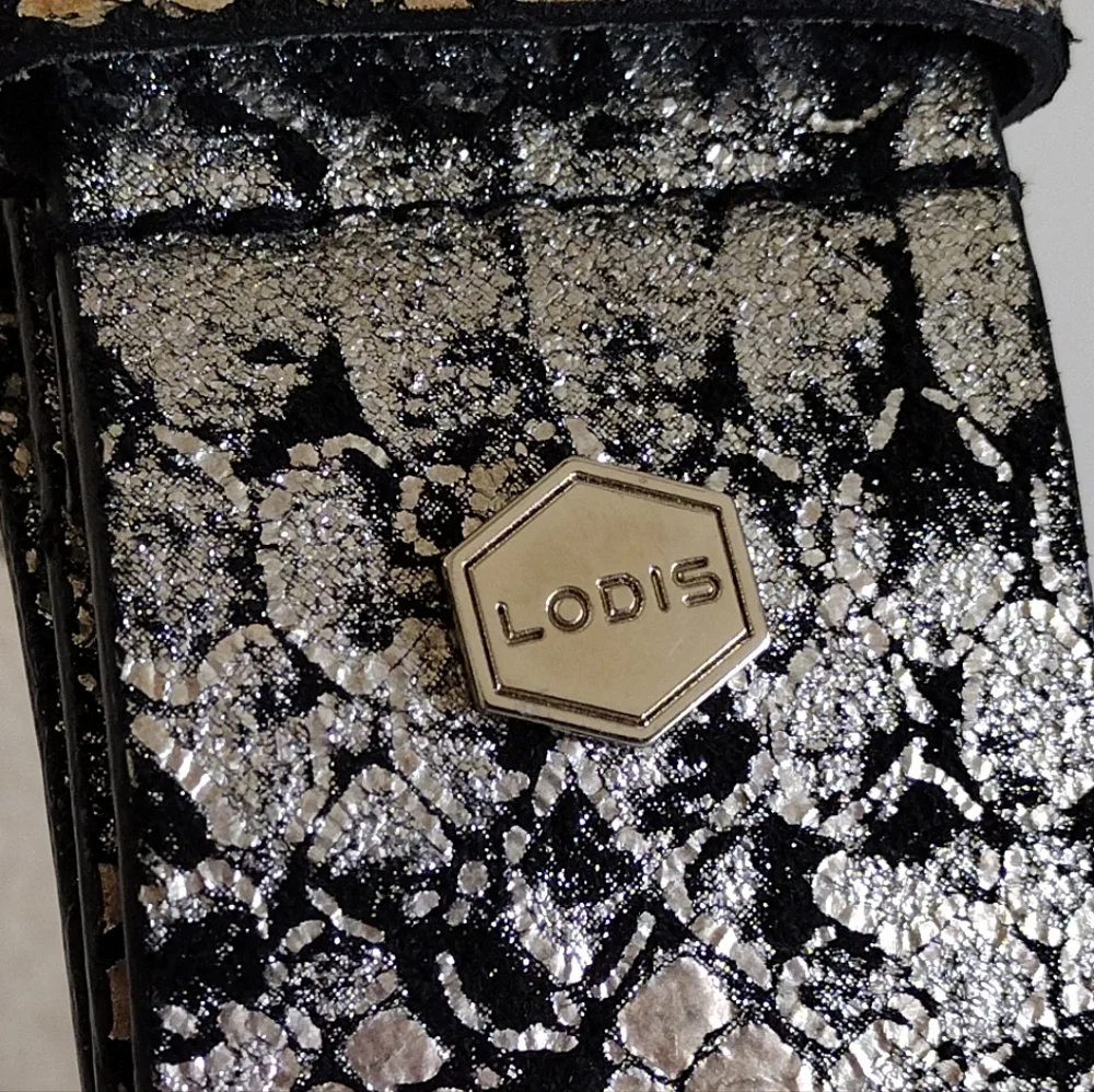 Lodis Metallic Snake Print Soft Leather Belt S